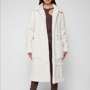 LIMITED EDITION VEGAN LEATHER & SHEARLING COAT - BEIGE